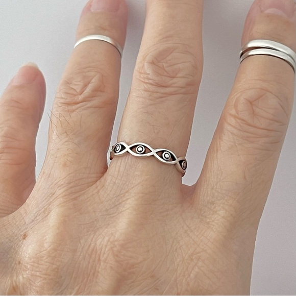 Sterling Silver Eternity All Seeing Eye Ring, Evil Eye Ring, Protection Rings - Picture 3 of 14